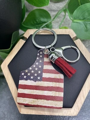 3" Handmade American Flag Keychain Purse Charm Tassel New Free Ship B2623