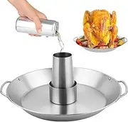 [Generic] Stainless Steel Chicken Roaster - Vertical Grill Stand, Beer Can Cooking Rack | Barbecue Pot with Handle, Smoker Accessories for Outdoor Barbecue, Oven Roasting, Kitchen Grilling Needs