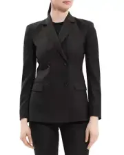 Theory Size 4 Slim Double Breast Blazer Dark Thyme Flannel Wool Jacket $575
