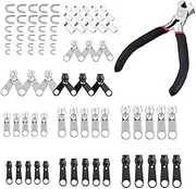 Naisfei 85 Pieces Zipper Repair Kit Zipper Slider Replacement Zip Fixer Part with Pliers for Repair Jeans CoatsJacket Zipper, DIY Bags, Luggage, Backpacks.