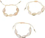 [Holibanna] 3Pcs Beach Shell Bracelet and Anklet Handmade Boho Jewelry for Women Summer Accessory for Beach Outfits Unique present Idea for Special Occasions