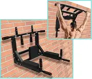 Heavy Duty Wall Mounted Power Station - Knee Raise - Pull Up - Chin Up -Dips Bar - Home Gym Exercise Fitness Workout Equipment