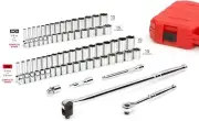 3/8 Inch Drive 6-Point Socket and Ratchet Set, 73-Piece