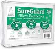 Set of 2 Standard Size SureGuard Pillow Protectors - 100% Waterproof, Bed Bug Proof, Hypoallergenic - Premium Zippered Cotton Covers - 10 Year Warranty - Smooth