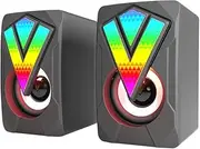 PC Speaker, USB Computer Speaker 2.0 Stereo Gaming Speaker with Cool LED Lights for PC Computer Desktop Notebook Smartphone