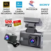 Elinz 4K 2K Dual Dash Cam WiFi GPS Dashboard Camera Recorder WDR Night Vision Car Charger 128GB U3 Card Car DVR