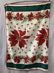 Tablecloth Rectangle Poinsettia Table Cloth Christmas Party Decor Holly Berry