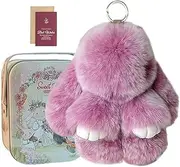 [Xyzabcds] Bunny- Lulu Keychain With Tin,15cm Rabbit Bunny Rabbit Keyring With Exquisite Box,Cute Keychain Plush Purse Charm, Lop-Eared Cartoon Pendant,Stuffed Bag Ornament Cartoon Backpack Pendant Soft Plushies