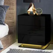 1x Artiss Bedside Table LED MORI Black