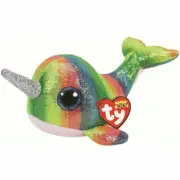 Ty Beanie Boos Nori The Narwhal Silver Horn Rainbow Beanie Plush 9"