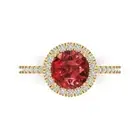 1.85Ct Round Cut Natural Garnet Gold Halo Engagement Promise Statement Ring