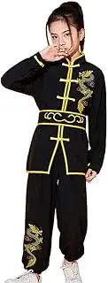 [YEMYIQZ] Kung Fu Uniform for Boys Girls Kids Traditional Chinese Embroidered Tai Chi Wing Chun Master Martial Arts Set Outfit