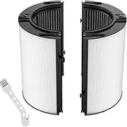 360° Combi Glass 2 in 1 HEPA+Carbon Replacement Filter Compatible with Dyson TP07 HP07 TP06 HP06 PH04 PH03 PH02 PH01 TP09 HP09 Air Purifier, H13 Grade True HEPA Pure Cool Hot Humidify Fan Filter,Black