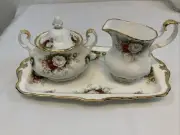 ROYAL ALBERT Bone China, Celebration 1969, Set Sugar and tray cream, Vintage