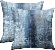 Britimes Throw Pillow Covers Modern Home Art Decor, 18 x 18 Inches Set of 2 Pillow Cases Decorative, Abstract Oil Painting Pillowcases for Bedroom, Living Room, Cushion Couch Sofa, Navy Blue Accent