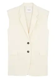 Frame Linen-blend Sleeveless Blazer - Off White - XS XS