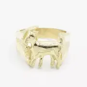 Textured Sides Goat Ring Real Solid 10K Yellow Gold All Sizes