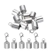 20Pcs Cord End Cap 9.5mm ID Silver Copper Column Barrel End Caps for DIY