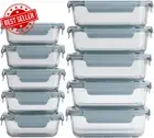 10 Pieces Glass Meal Prep Containers, Food Storage Containers with Lids Airtight