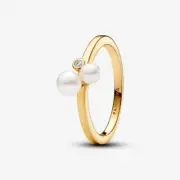 *BRAND NEW* Pandora Duo Treated White Freshwater Cultured Pearls Ring 163156C01