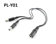 1ft DC Power 1-Female/2-Male Splitter Cable for Security Cameras & More, PL-Y01