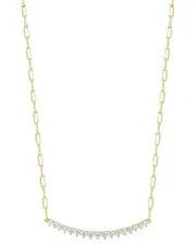 Glaze Jewelry 14K Over Silver CZ Large Bar Necklace