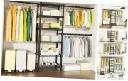 M5 Wall Mounted Clothes Garment Rack, (46.2" - 102.4")W x 14"D x 83.1"H Black