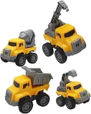 Kisangel 4pcs Friction Powered Construction Truck for Cartoon Push Cars Easy to Use Pull Back Vehicles Safe Excavators for Creative Play and Development