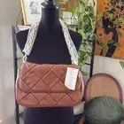 NWT Jules Kae Charlie Tobacco Quilted Vegan Leather Chain Strap Shoulder Bag