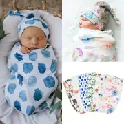 0-3M Newborn Infant Baby Swaddle Blanket Wrap Sleeping Bag Sacks Hat Outfit