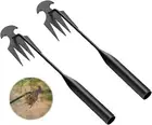 2Pcs Steel Weed Puller Tool Set - Manual Garden Hand Weeder (Black)