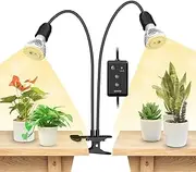SANSI LED Plant Lamp for Indoor Plants, 300W Full Spectrum 2 Gooseneck Clip Plant Light with Timer 4/8/12 Hours, 20W Grow Lamp with High PPFD for Growth Indoor Plants