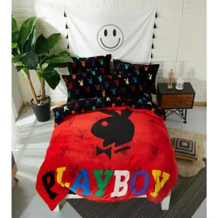 playboy正版授權高密度法蘭絨“鋪棉”床包四件組