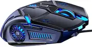 QUMIIRITY 1Pc Wired Gaming Mouse with Key Layout and Seven Color Breathing Light Mute Operation Ergonomic Design for Home Entertainment and Gaming Black