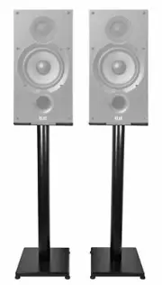 Pair 29" Black Steel Speaker Stands For ELAC Debut 2.0 B6.2 Bookshelf Speakers