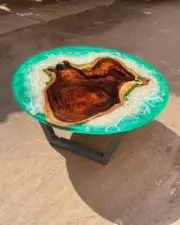 Ocean Epoxy River Coffee Table Walnut Wood Table Round Table Tops Cafeteria Deco
