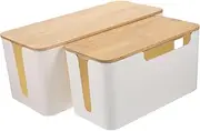 2Pcs Cable Organizer Box Stylish Cord Management Storage with Lid for Power Strips and Wires Tidy Up Your Home Office Space