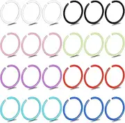 [Teaaha] 16PCS 20g Plastic Nose Rings for Surgery, Colored Flexible Nose Ring Hoop, Bioplastic Bendable Clear Nose Studs Nostril Piercing Retainers Jewelry for Women Men(8 Color), 0.39 inches, Synthetic