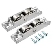 11.5mm Dia Bearing Steel Double Flat Wheel Sliding Door Window Pulley 2pcs