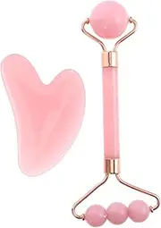 Healeved 1 Set Facial Tools Set Roller and Scraping Board for Skin Care Muscle Relief and Elasticity Boost Face Massage for Smoother Skin