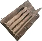 Alipis Wooden Wall Hanging Storage Rack with Hooks for Keys Coats Distressed Design Practical Home Storage for Bedroom Kitchen Office and Living Room
