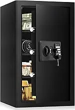 5.3 Cuft Large Home Safes Fireproof Waterproof, Anti-Theft Digital Security Safe Box With Programmable Keypad & 3 Removable Shelves and Led Light, Fireproof Home Safe for Money Firearm Valuables