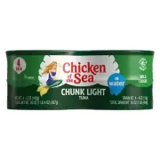 Chicken of the Sea Chunk Light Tuna in Water, Wild Caught Tuna, 6 Packs of 4-...