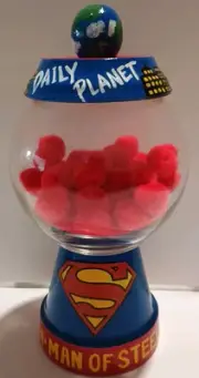 Superman Man of Steel DC Comics Candy Jar Bowl Canister Hand Made/Painted