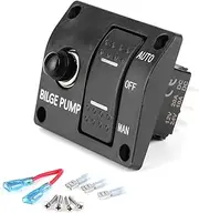 Bilge Pump Control, Long Durability Bilge Pump Switch Panel Built in Fuse Holder for 12V 24V DC Boat Bilge Pump