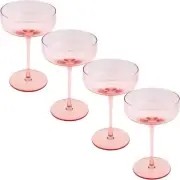 Karma Mid Century Champagne Coupe, Four Pack Set, Blush One Size,