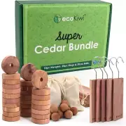 Ultimate Cedar Fresheners Bundle - 10 Hangers & 100% Natural Cedar for Wardrobes