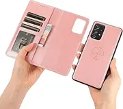 [GoshukunTech] for Galaxy A13 Case,for Samsung Galaxy A04S Phone Cover [2 in 1 Wallet Leather Case] Detachable Magnetic Flip Cover with Card Slots,Wrist Strap-Pink