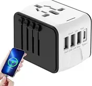 Travel Phone Charger - International Charger Travel Charger | Type C Adapter Portable Charger, USB Charger Fast Charging with 4 Outlets for US EU UK AUS