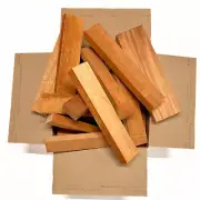 Box of Honduran Mahogany Wood Scrap DIY Craft Carving Scroll Short Lumber Boards